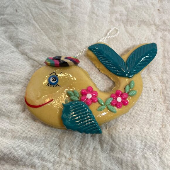 Handcrafted Mexican Folk Art Ornaments Set Of 3 - Donkey Fish & Star Design With - Picture 3 of 11